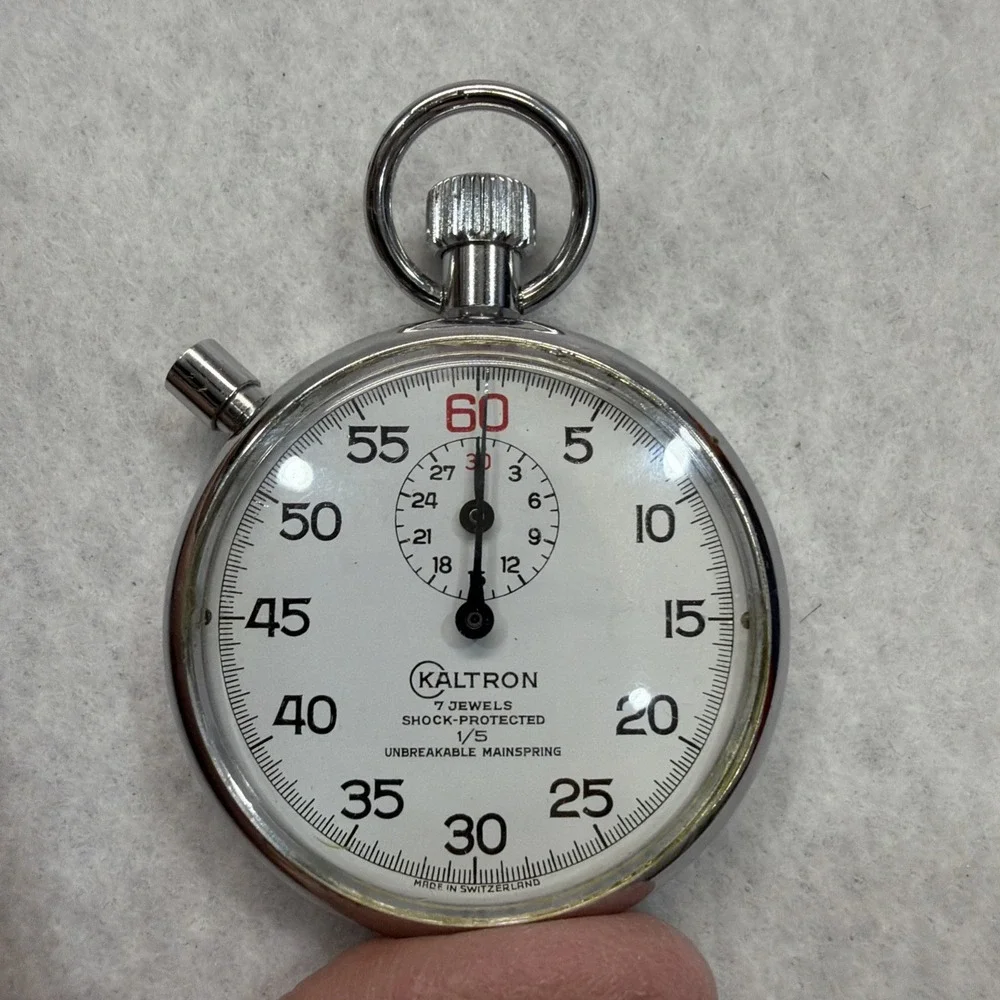 Vintage Kaltron Mechanical Stopwatch,‎ Shock Protected, Swiss Made, Works W/box